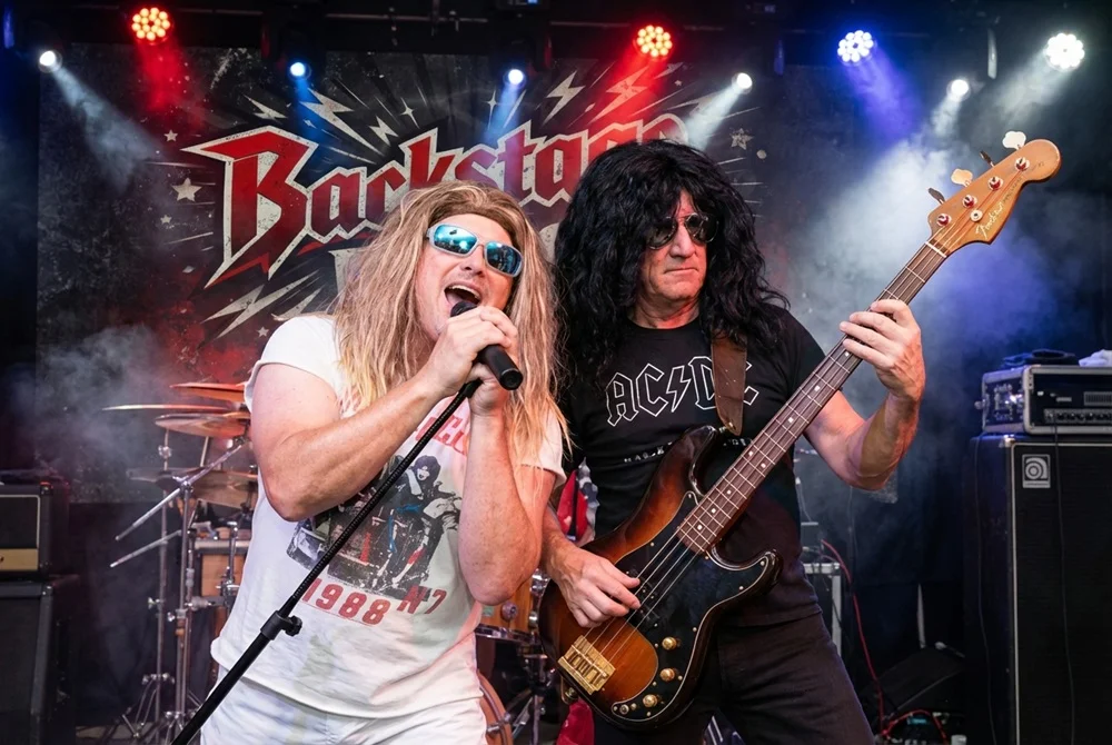 Lead singer performing